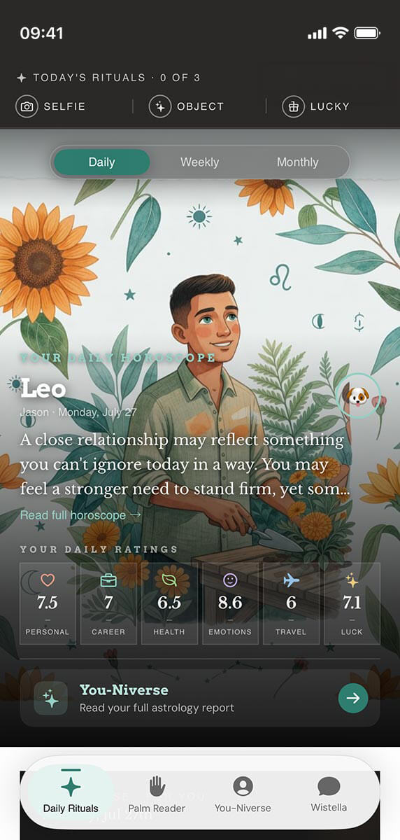 Wistella app — today's horoscope and daily rituals